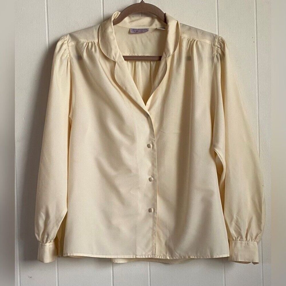 Grand Design Blouse Women’s 36 Large Yellow Button Down Vintage Preppy Office